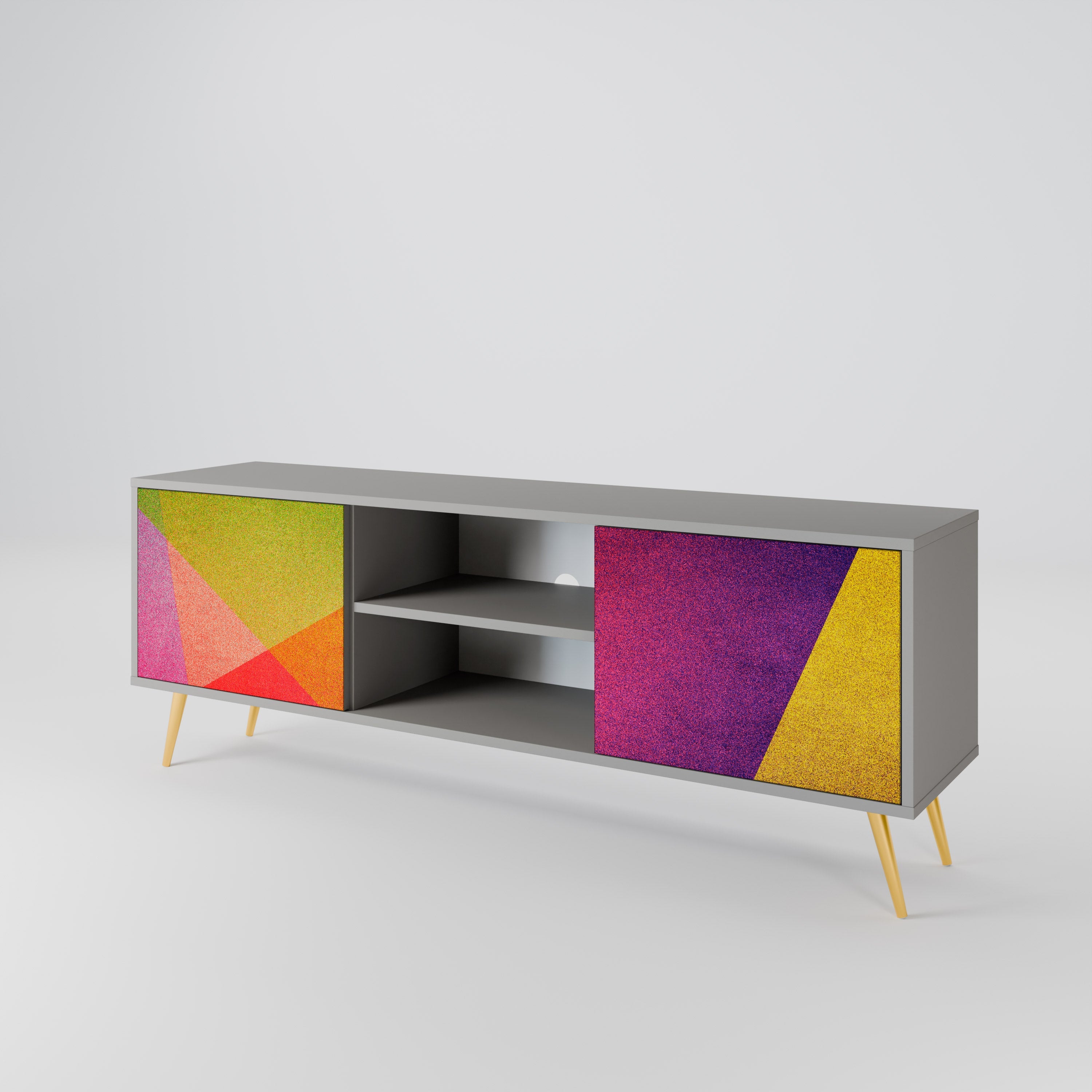 VIVID GEOMETRY 2-Door TV Stand in Grey Finish