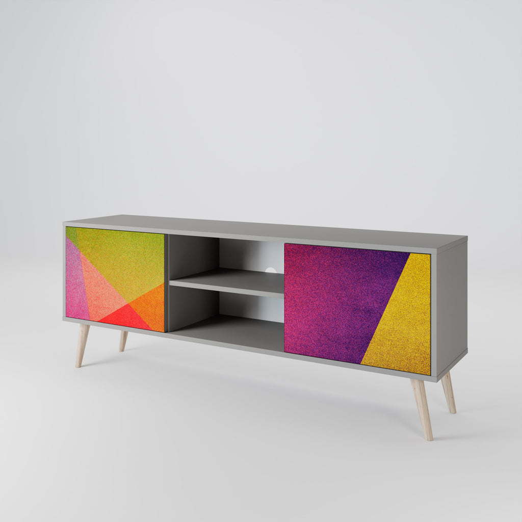 VIVID GEOMETRY 2-Door TV Stand in Grey Finish