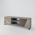 BEIGE GEOMETRY 2-Door TV Stand in Grey Finish