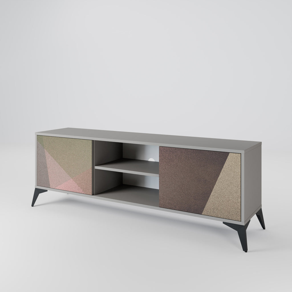 BEIGE GEOMETRY 2-Door TV Stand in Grey Finish