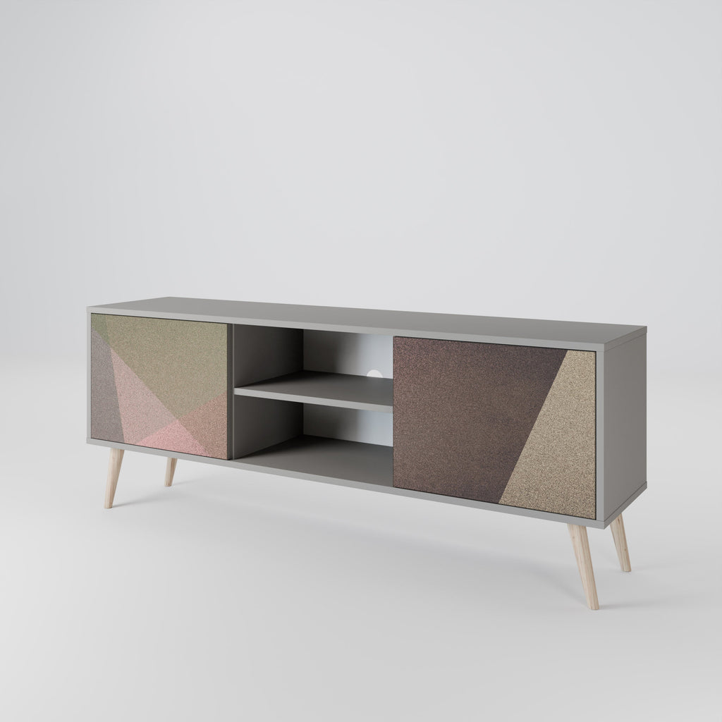 BEIGE GEOMETRY 2-Door TV Stand in Grey Finish