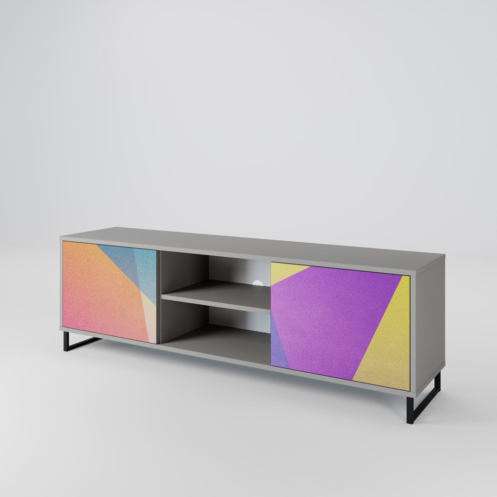 BRIGHT GEOMETRY 2-Door TV Stand in Grey Finish