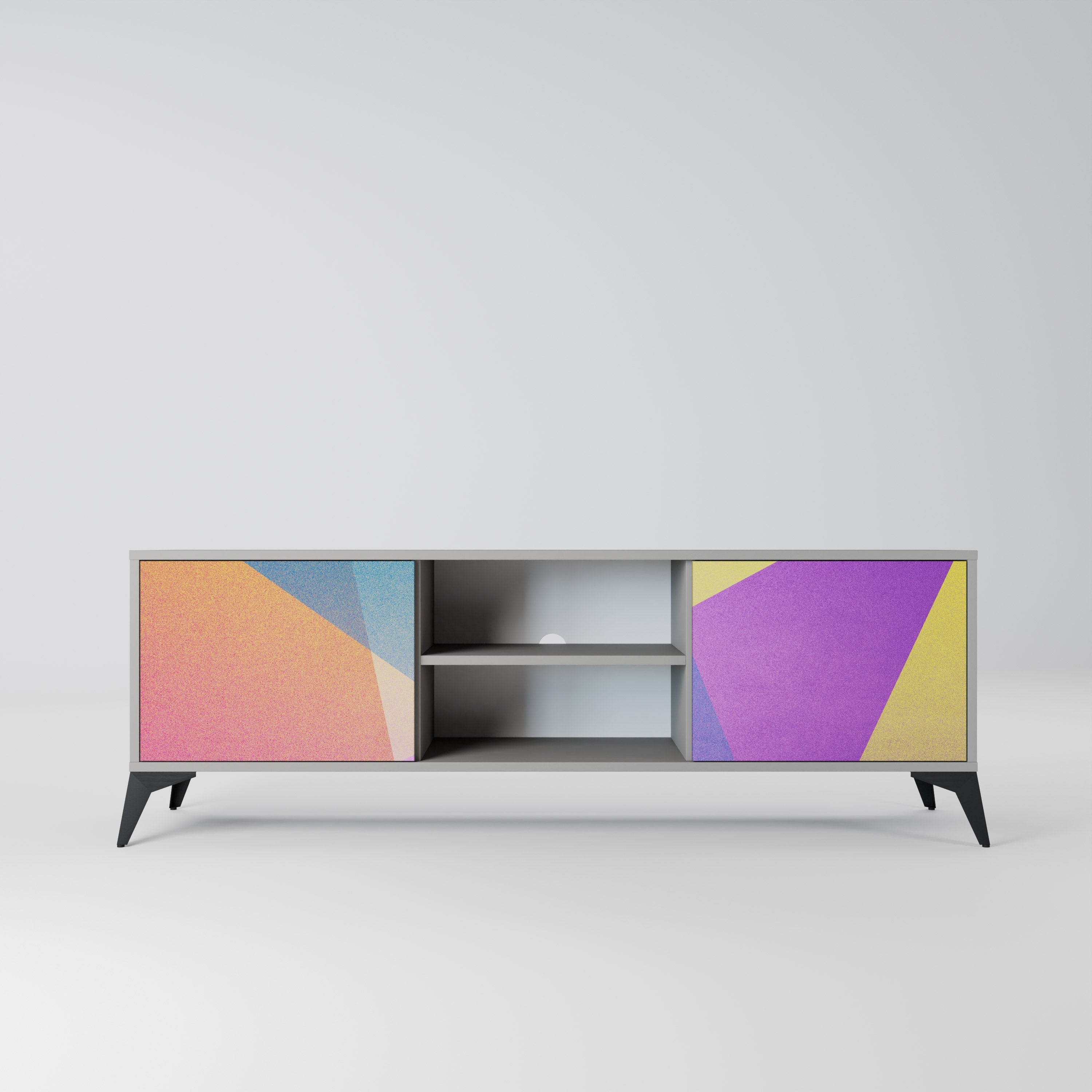 BRIGHT GEOMETRY 2-Door TV Stand in Grey Finish