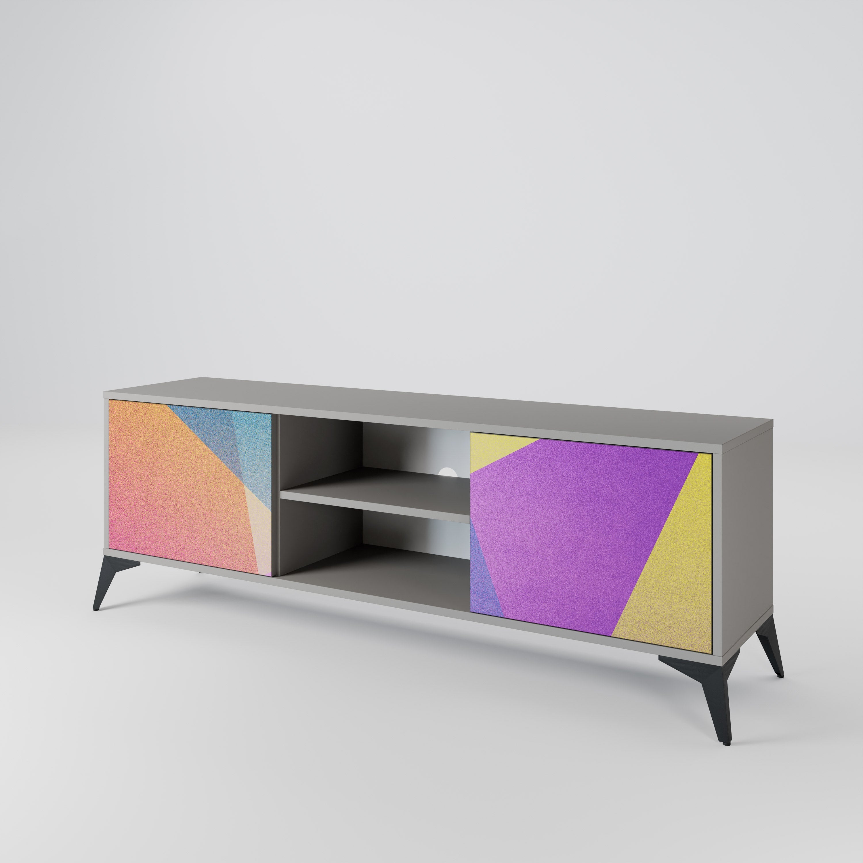 BRIGHT GEOMETRY 2-Door TV Stand in Grey Finish