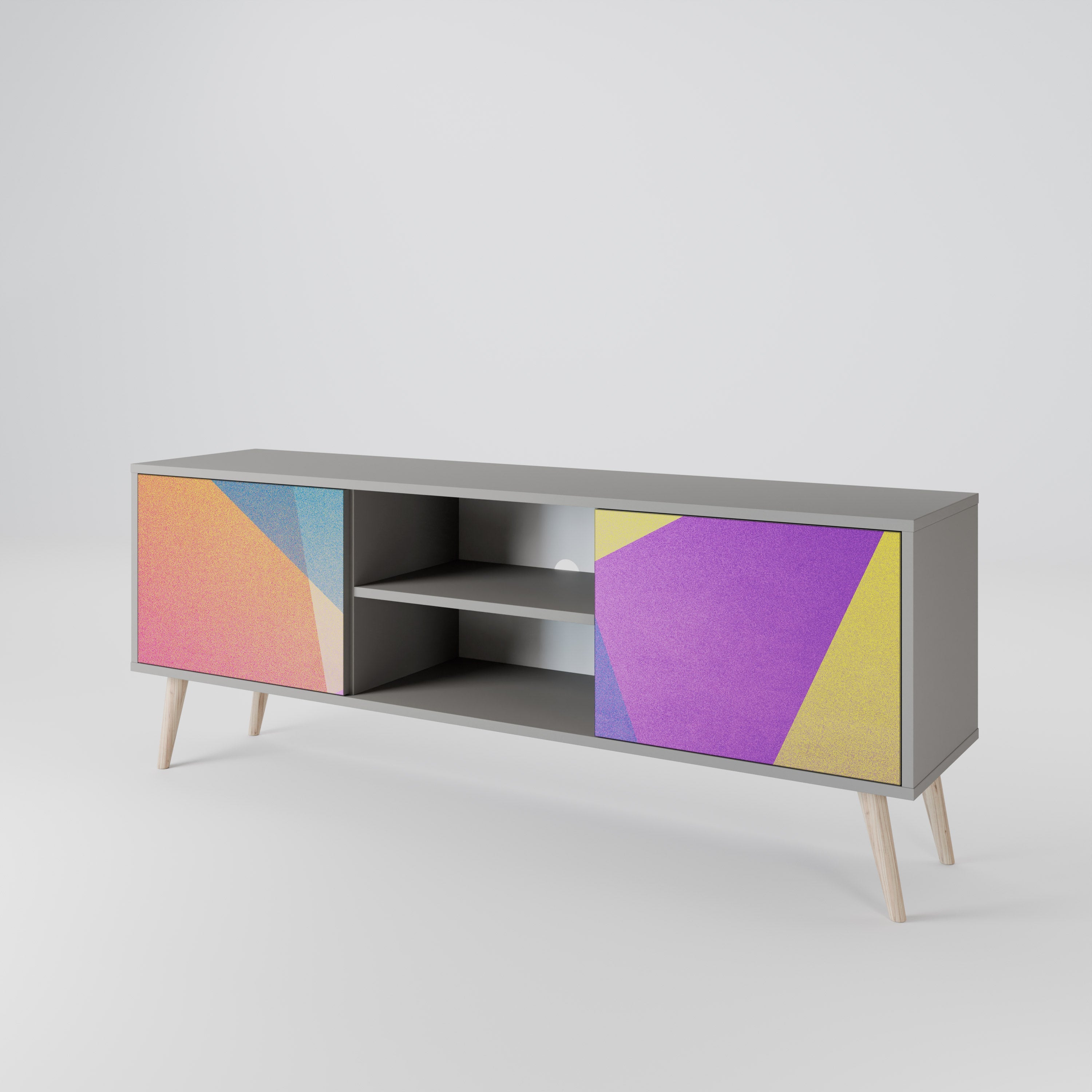 BRIGHT GEOMETRY 2-Door TV Stand in Grey Finish