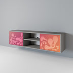 IRREGULAR PINK 2-Door TV Stand in Grey Finish