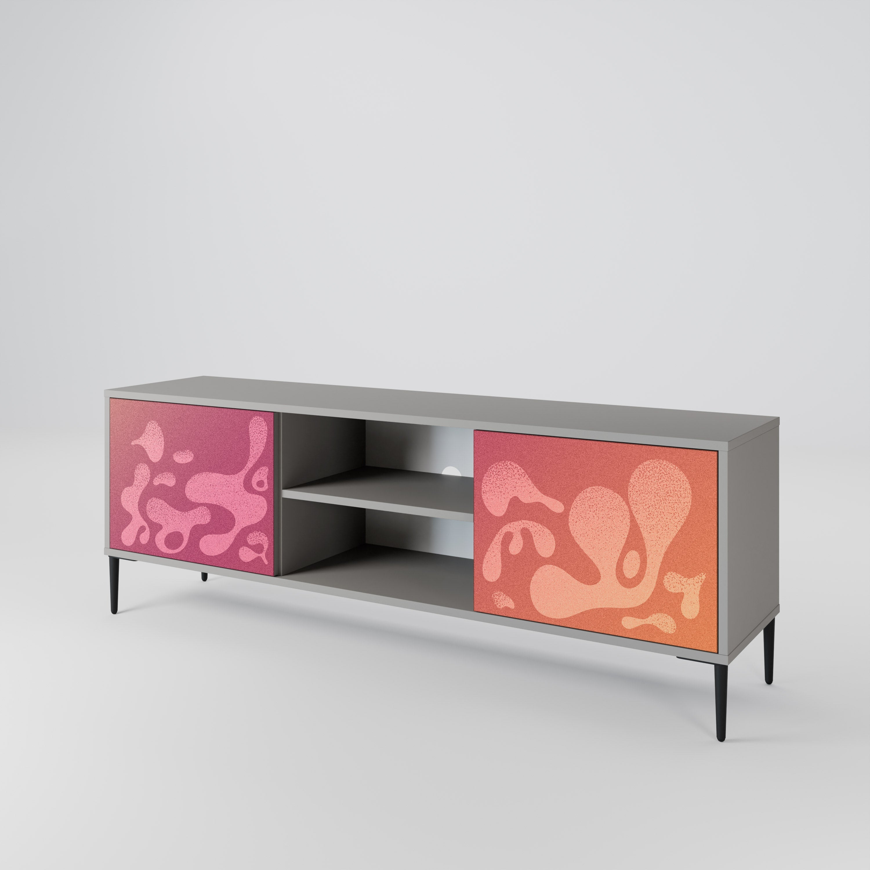 IRREGULAR PINK 2-Door TV Stand in Grey Finish