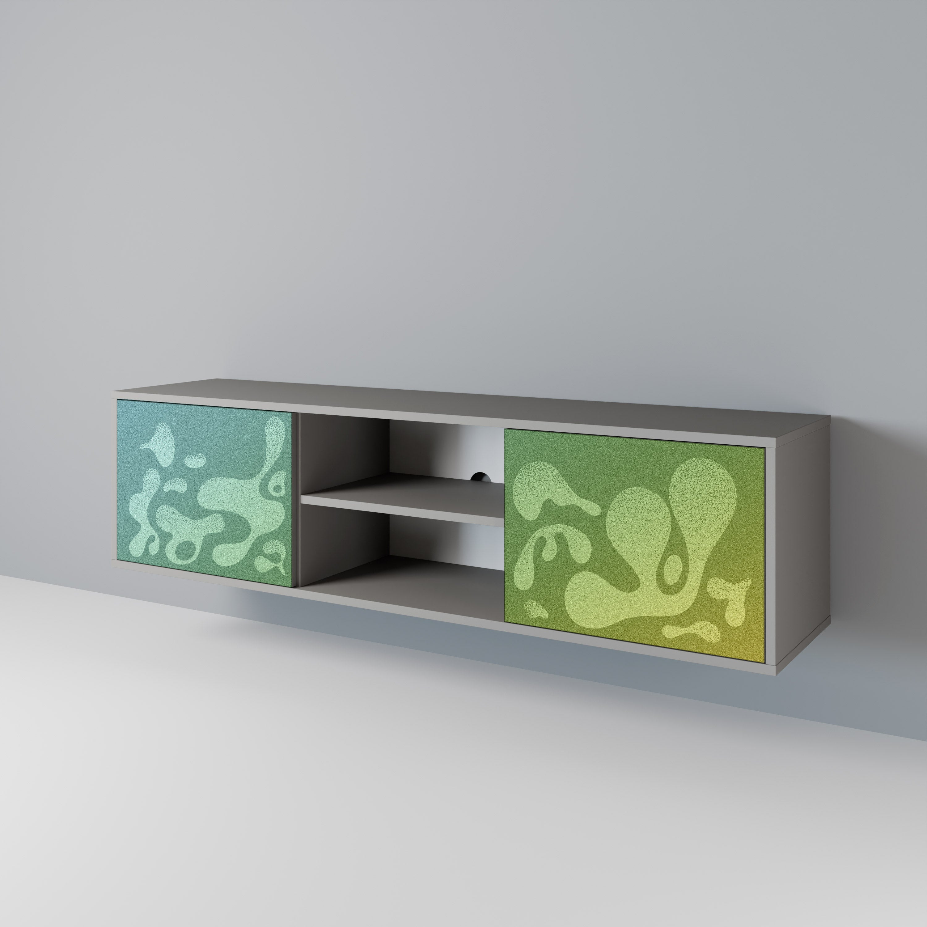 IRREGULAR BLUE 2-Door TV Stand in Grey Finish