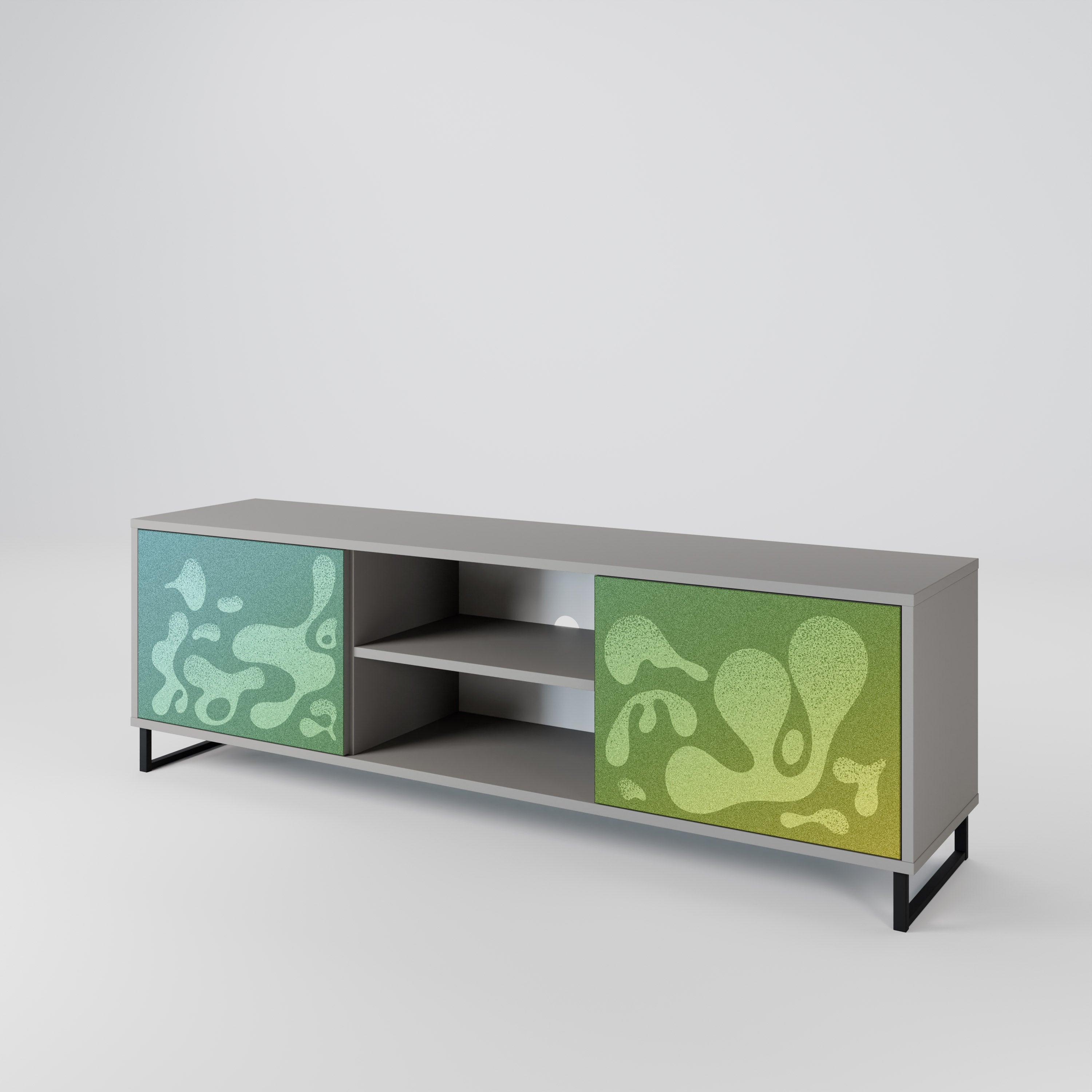 IRREGULAR BLUE 2-Door TV Stand in Grey Finish