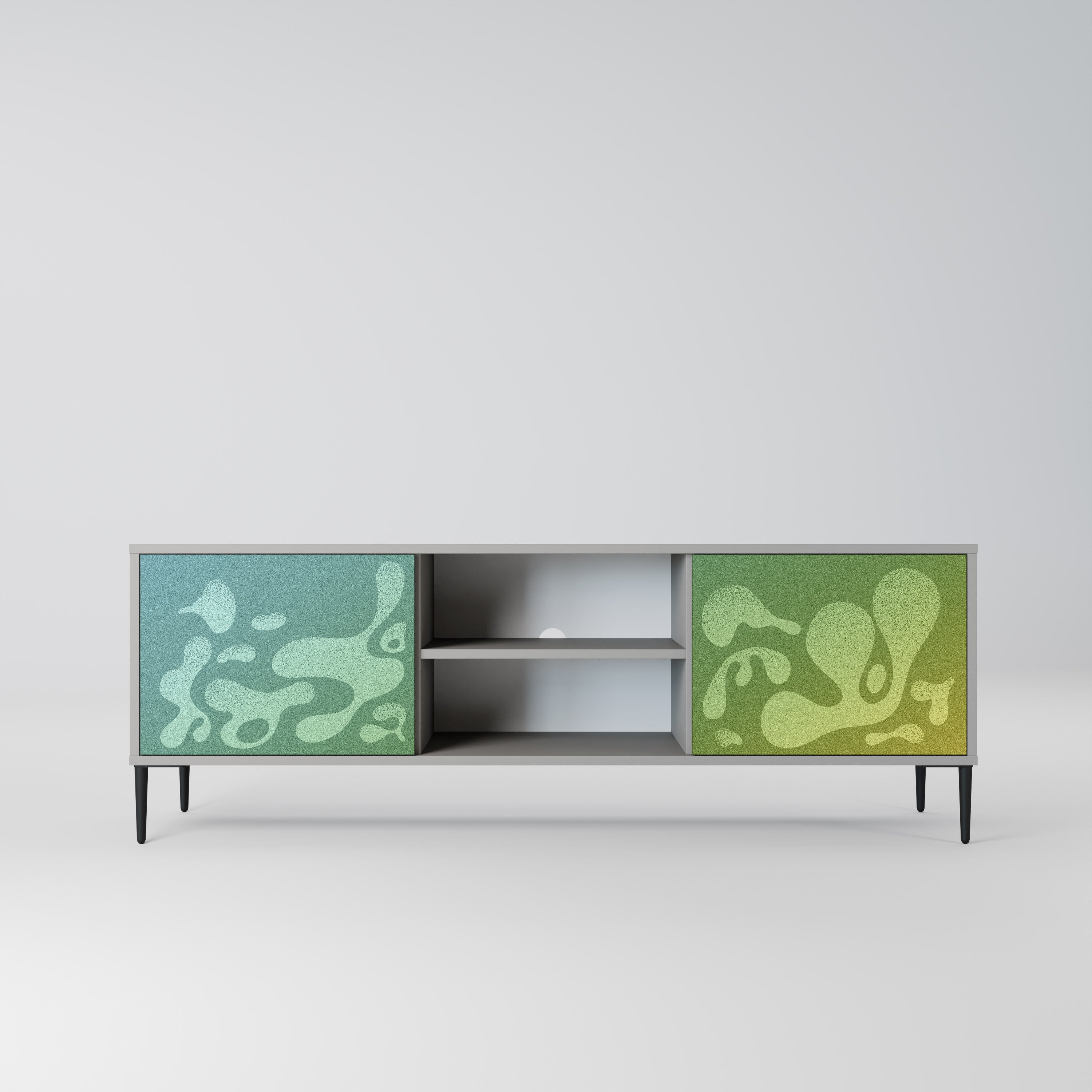 IRREGULAR BLUE 2-Door TV Stand in Grey Finish