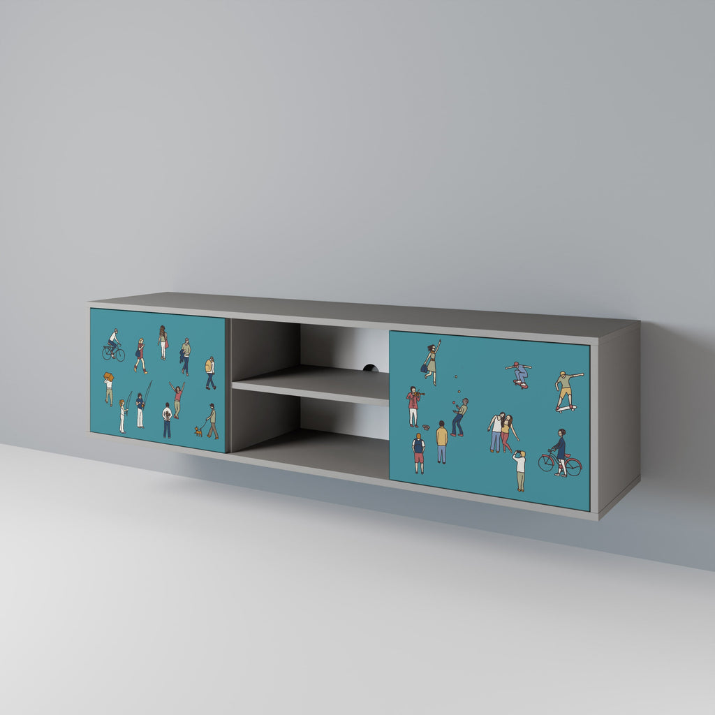 COLLECTIVE STREAM 2-Door TV Stand in Grey Finish