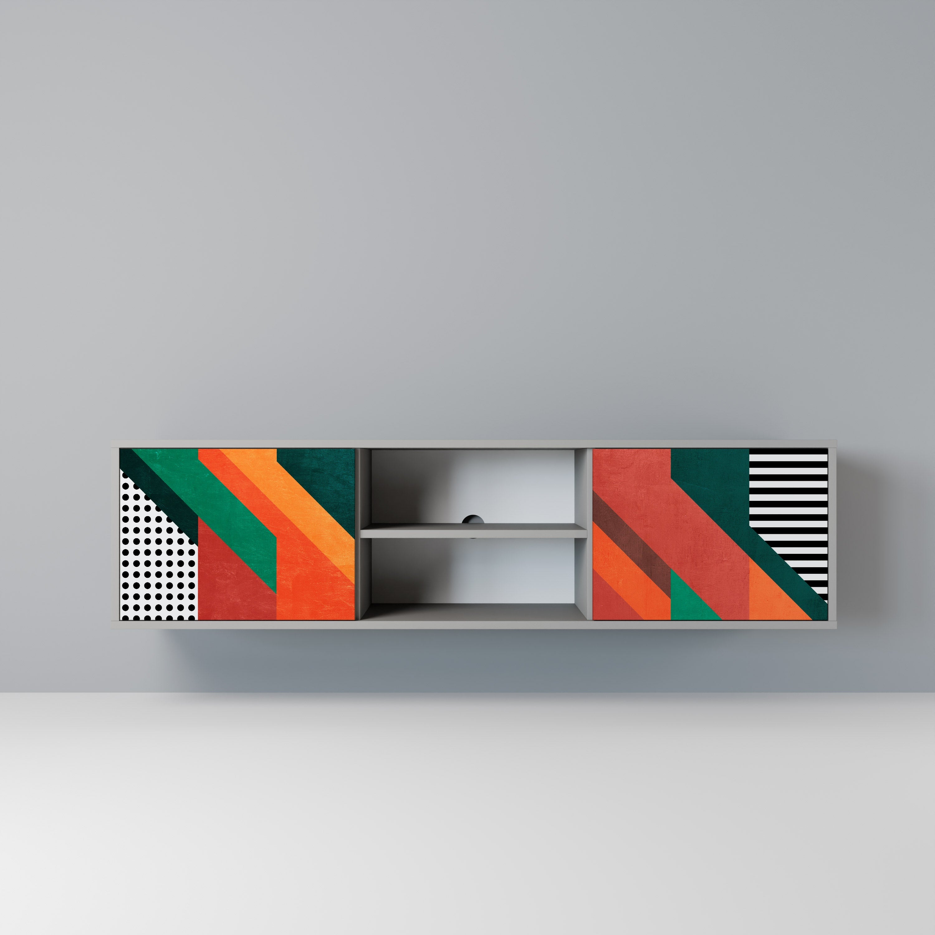 MAKESHIFT ARTISTRY 2-Door TV Stand in Grey Finish