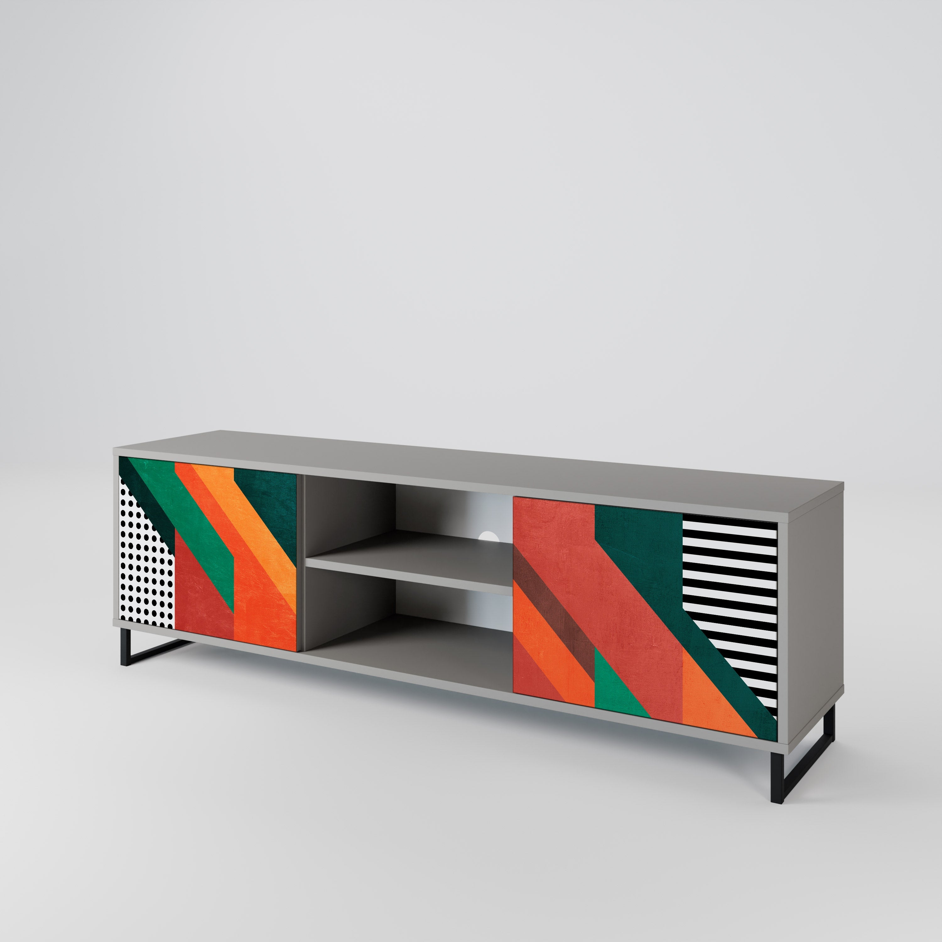 MAKESHIFT ARTISTRY 2-Door TV Stand in Grey Finish