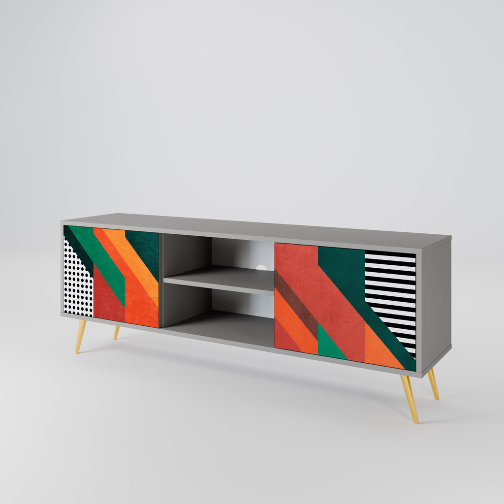 MAKESHIFT ARTISTRY 2-Door TV Stand in Grey Finish