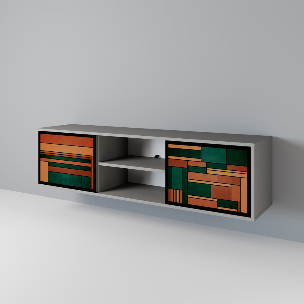 EARTHY FIGURES 2-Door TV Stand in Grey Finish