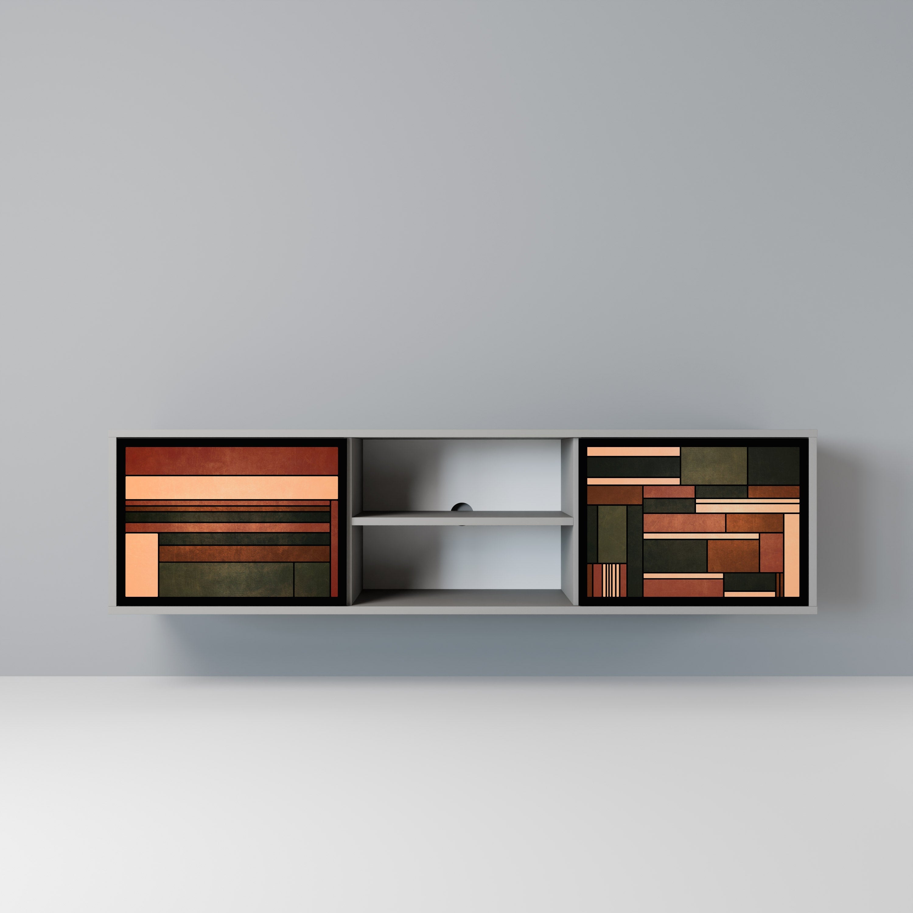 FIGURES OF NATURE 2-Door TV Stand in Grey Finish