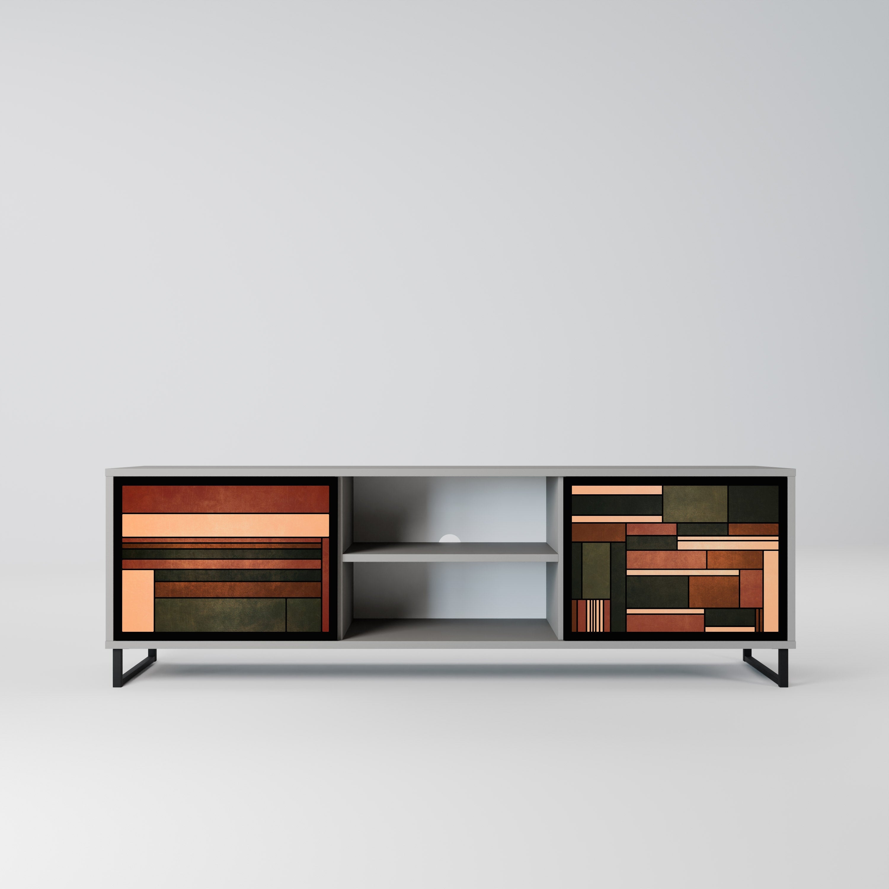 FIGURES OF NATURE 2-Door TV Stand in Grey Finish