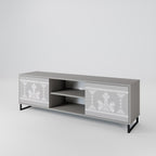 THAI GRAY 2-Door TV Stand in Grey Finish