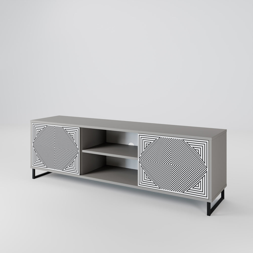 POLYGON ILLUSION 2-Door TV Stand in Grey Finish