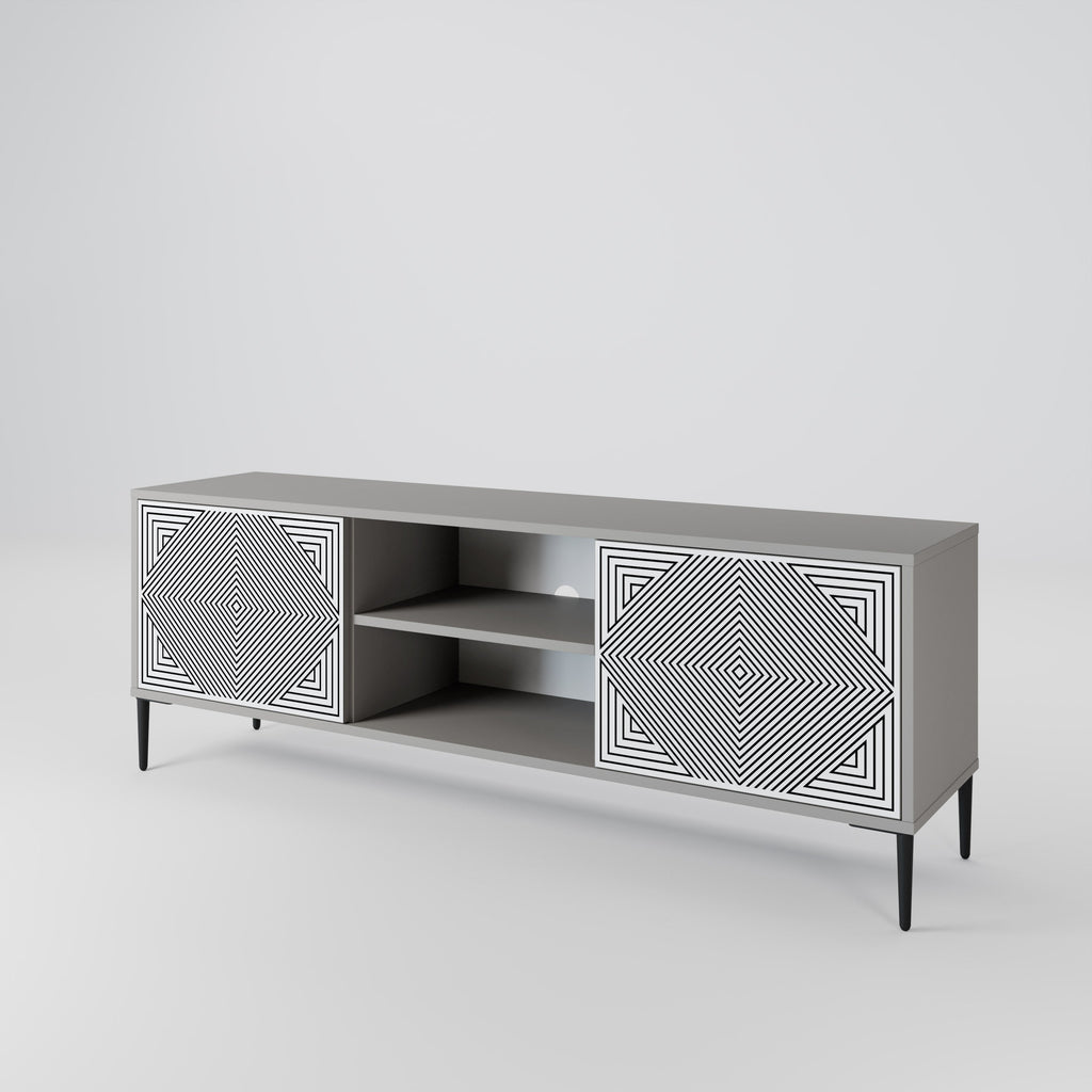 POLYGON ILLUSION 2-Door TV Stand in Grey Finish
