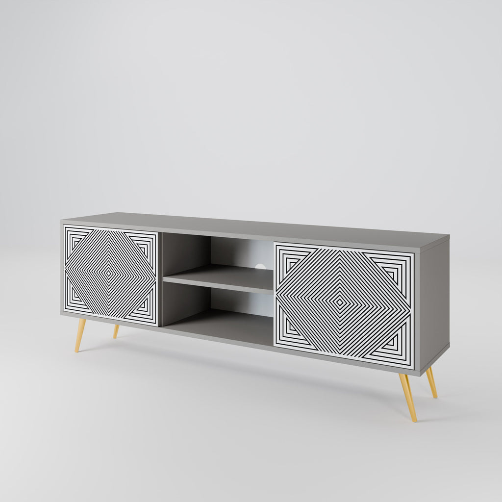 POLYGON ILLUSION 2-Door TV Stand in Grey Finish
