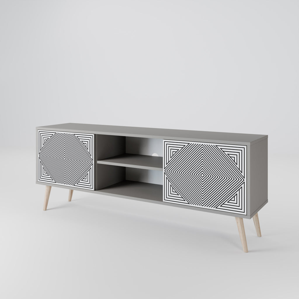 POLYGON ILLUSION 2-Door TV Stand in Grey Finish