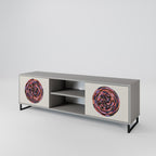 BROWN CIRCLES 2-Door TV Stand in Grey Finish