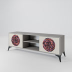 BROWN CIRCLES 2-Door TV Stand in Grey Finish