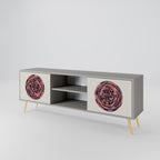 BROWN CIRCLES 2-Door TV Stand in Grey Finish