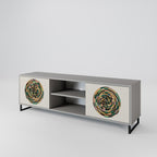 GREEN CIRCLES 2-Door TV Stand in Grey Finish
