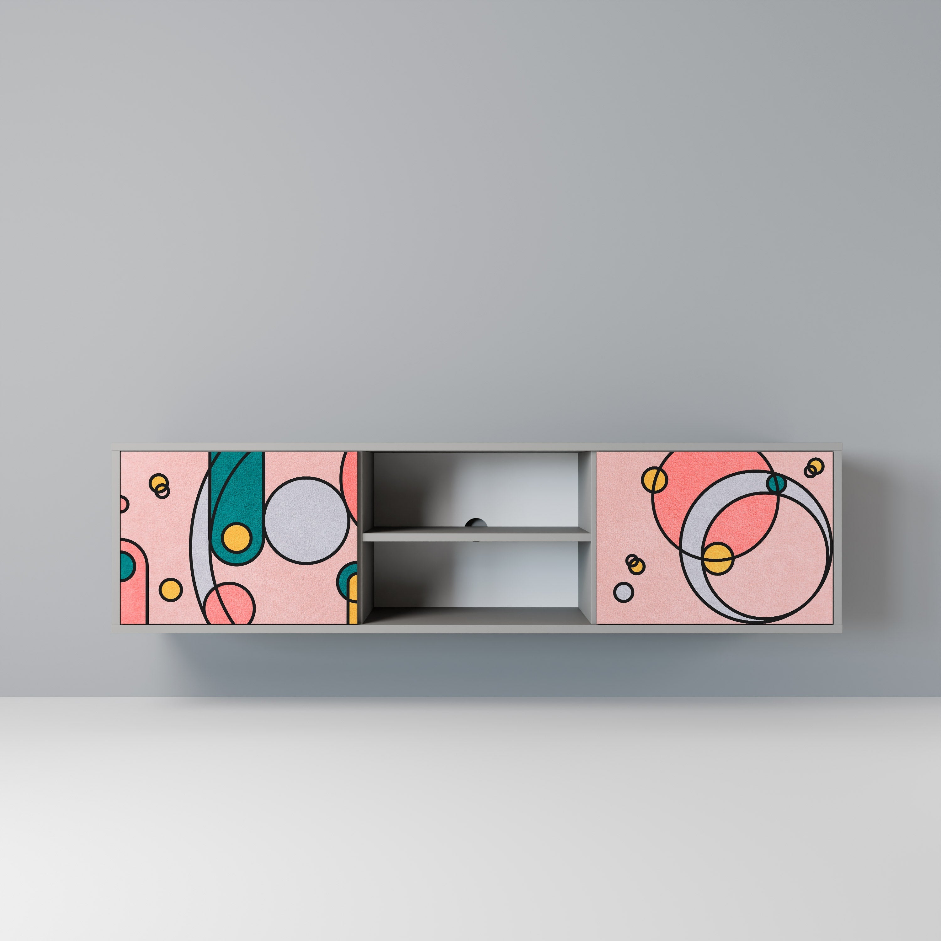 GOSSAMER ECHOES 2-Door TV Stand in Grey Finish