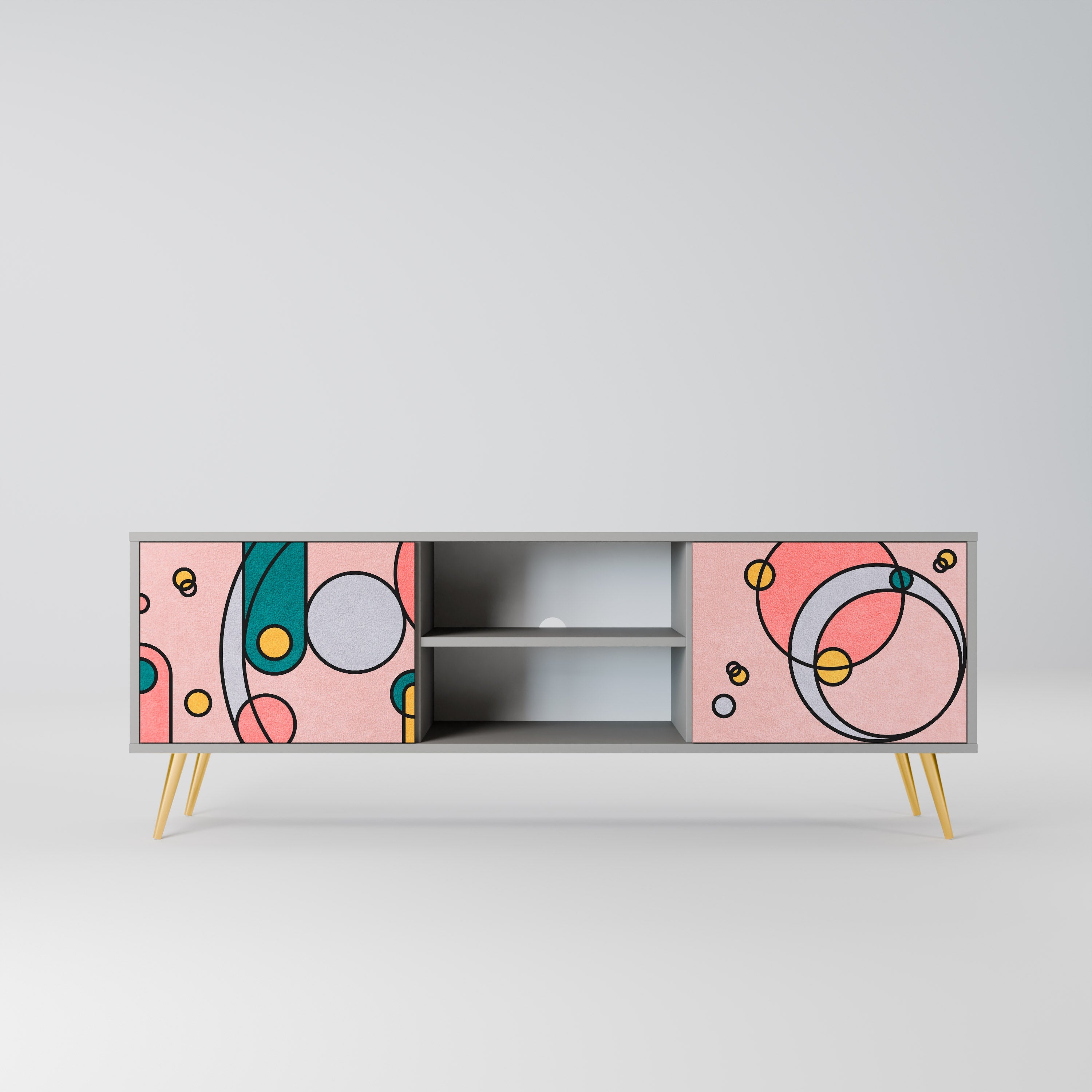 GOSSAMER ECHOES 2-Door TV Stand in Grey Finish