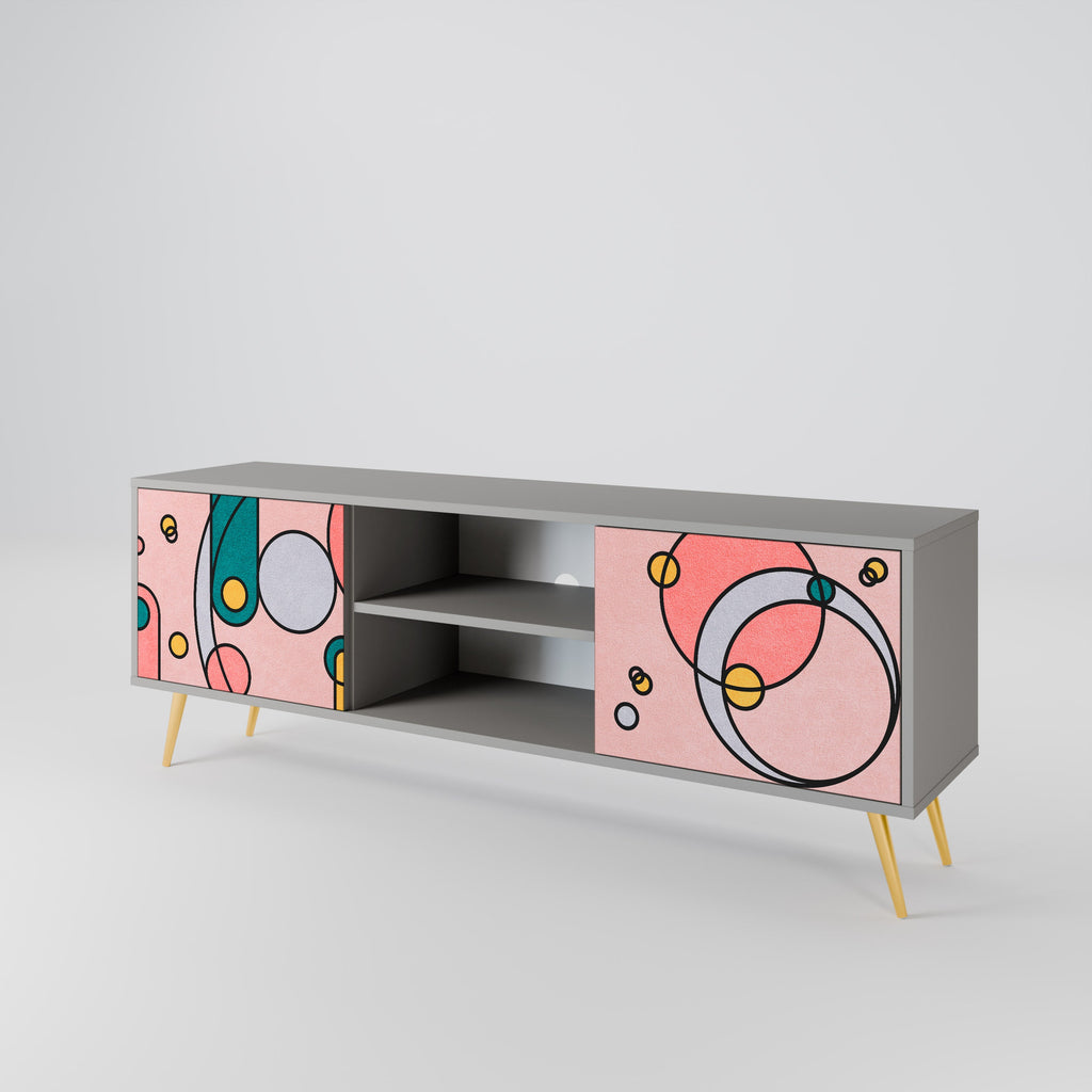 GOSSAMER ECHOES 2-Door TV Stand in Grey Finish