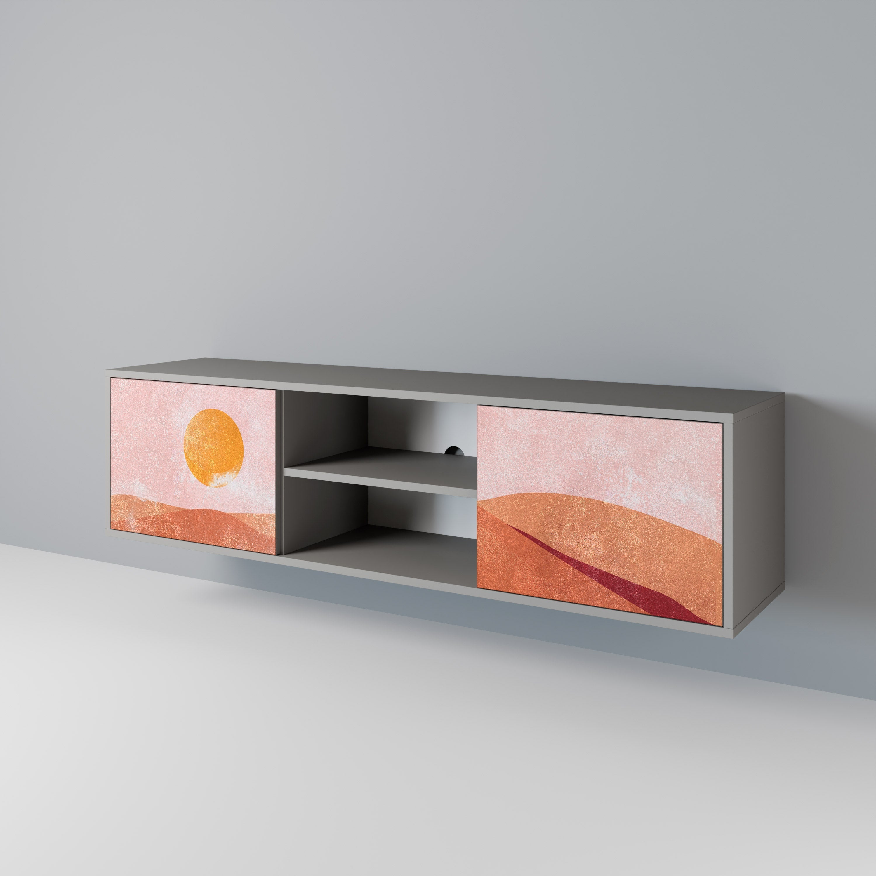 LUMINOUS SUNLIGHT 2-Door TV Stand in Grey Finish