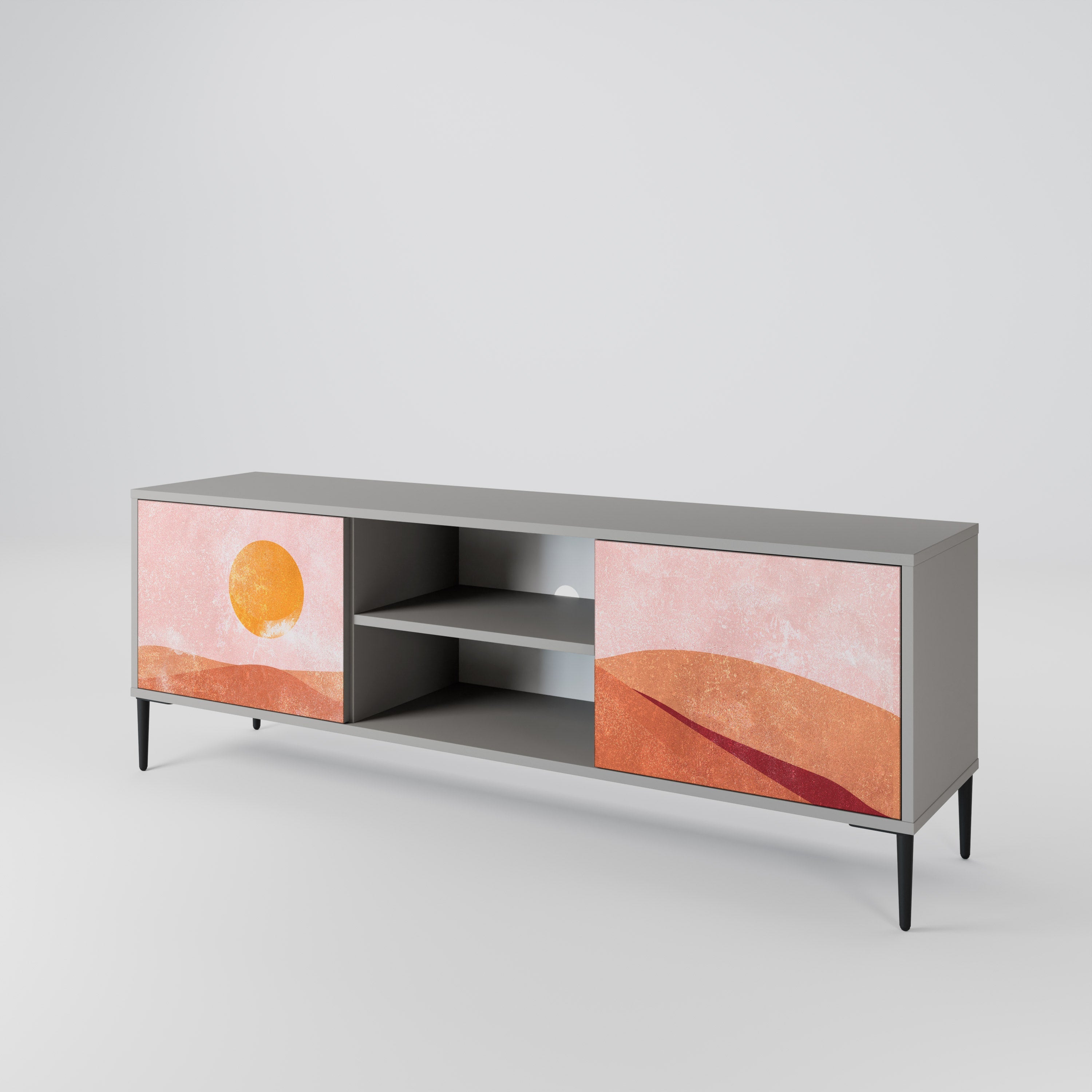 LUMINOUS SUNLIGHT 2-Door TV Stand in Grey Finish