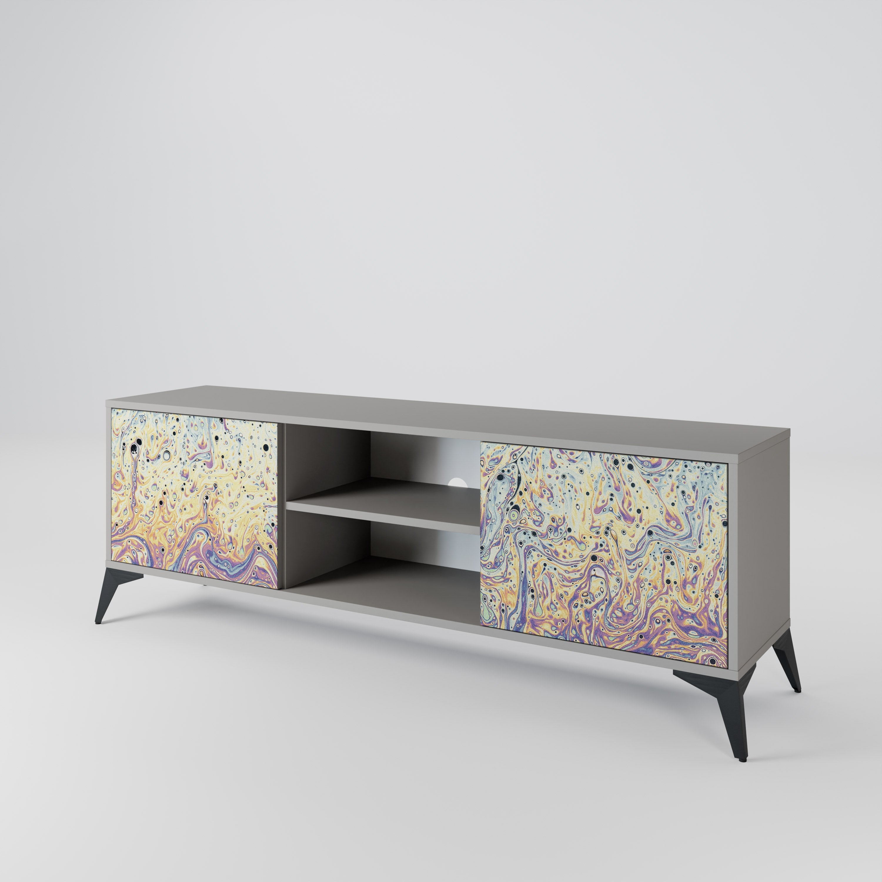 MOSAIC OF COLORS 2-Door TV Stand in Grey Finish