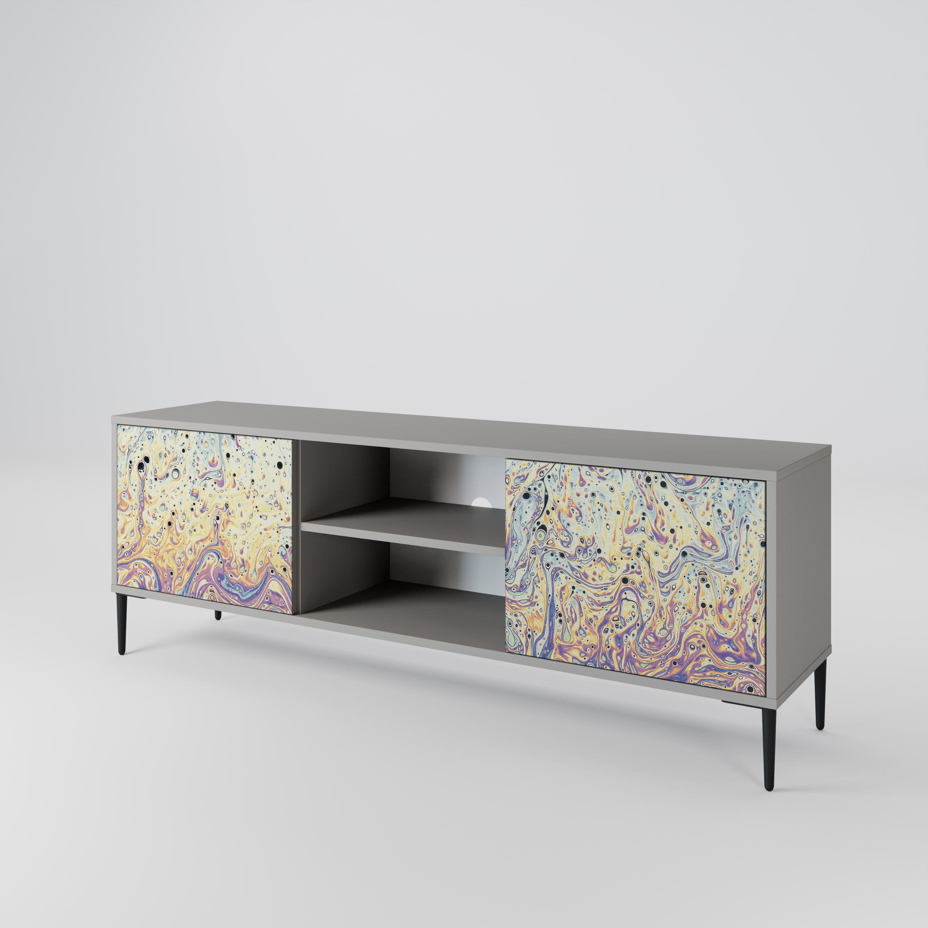 MOSAIC OF COLORS 2-Door TV Stand in Grey Finish