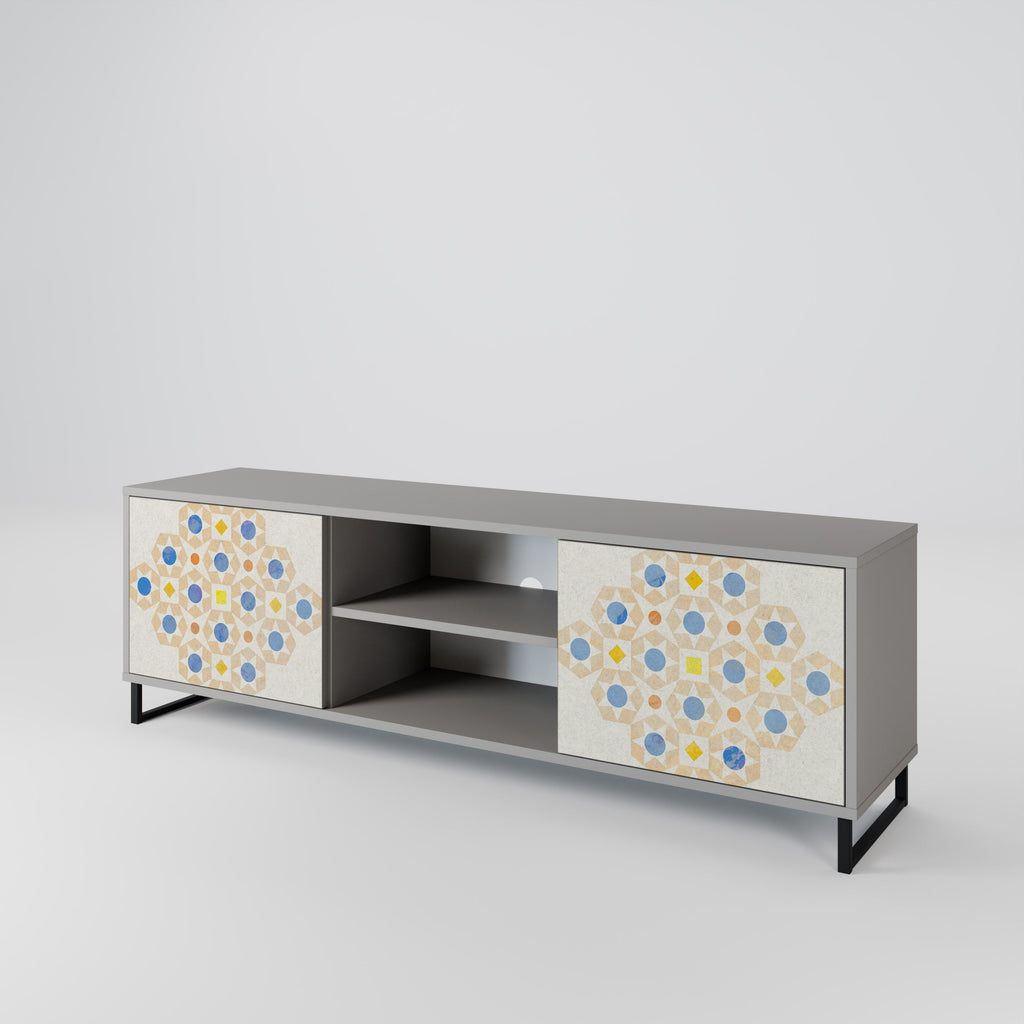 PATTERNED PRISM 2-Door TV Stand in Grey Finish