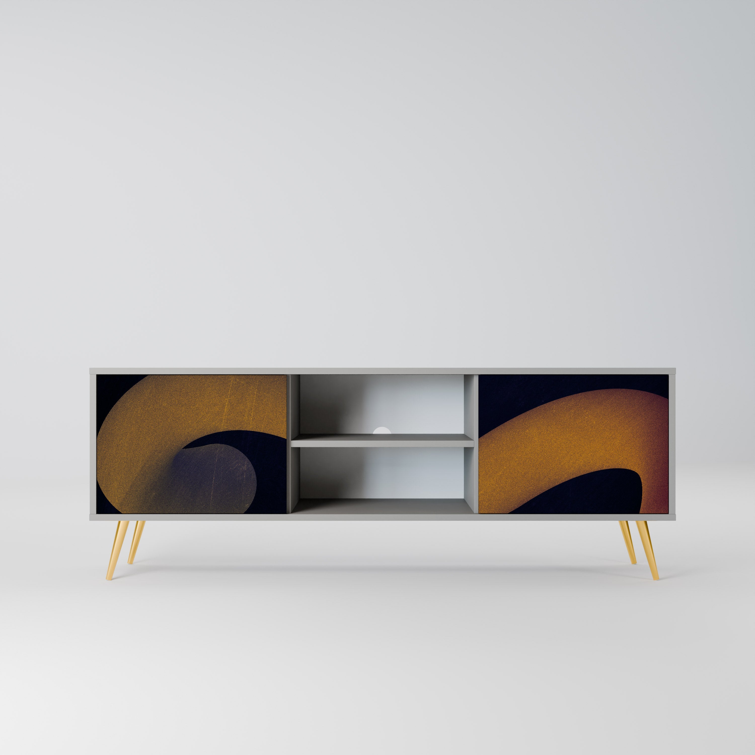 HOLLOW TIME 2-Door TV Stand in Grey Finish