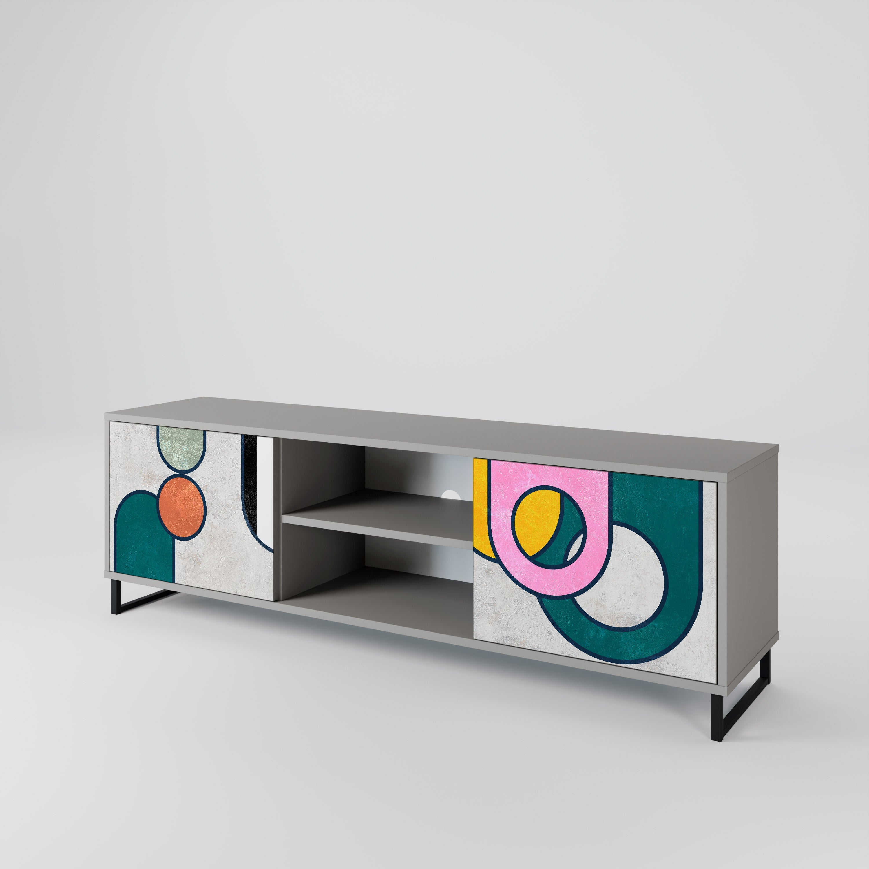 COOL STORY 2-Door TV Stand in Grey Finish