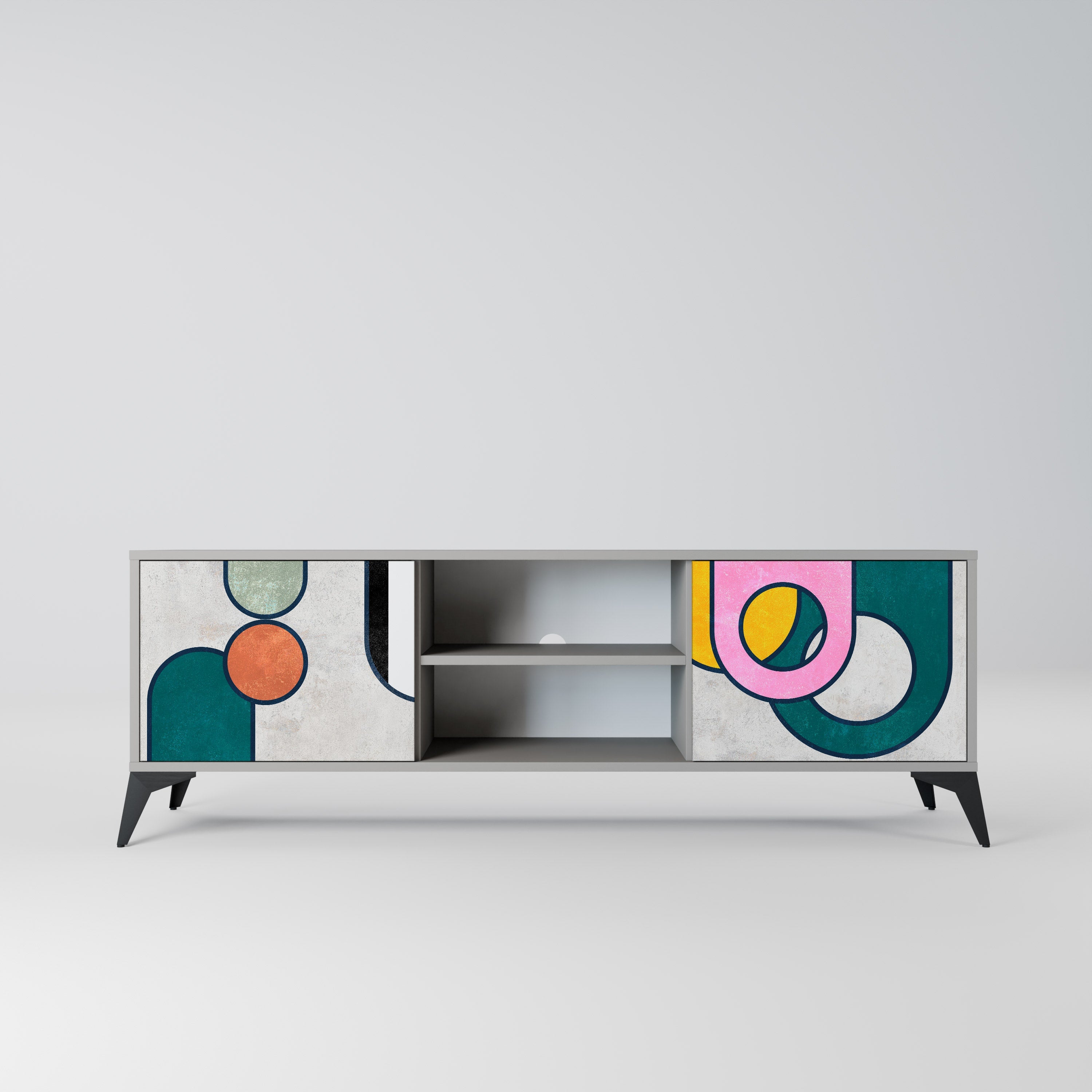 COOL STORY 2-Door TV Stand in Grey Finish