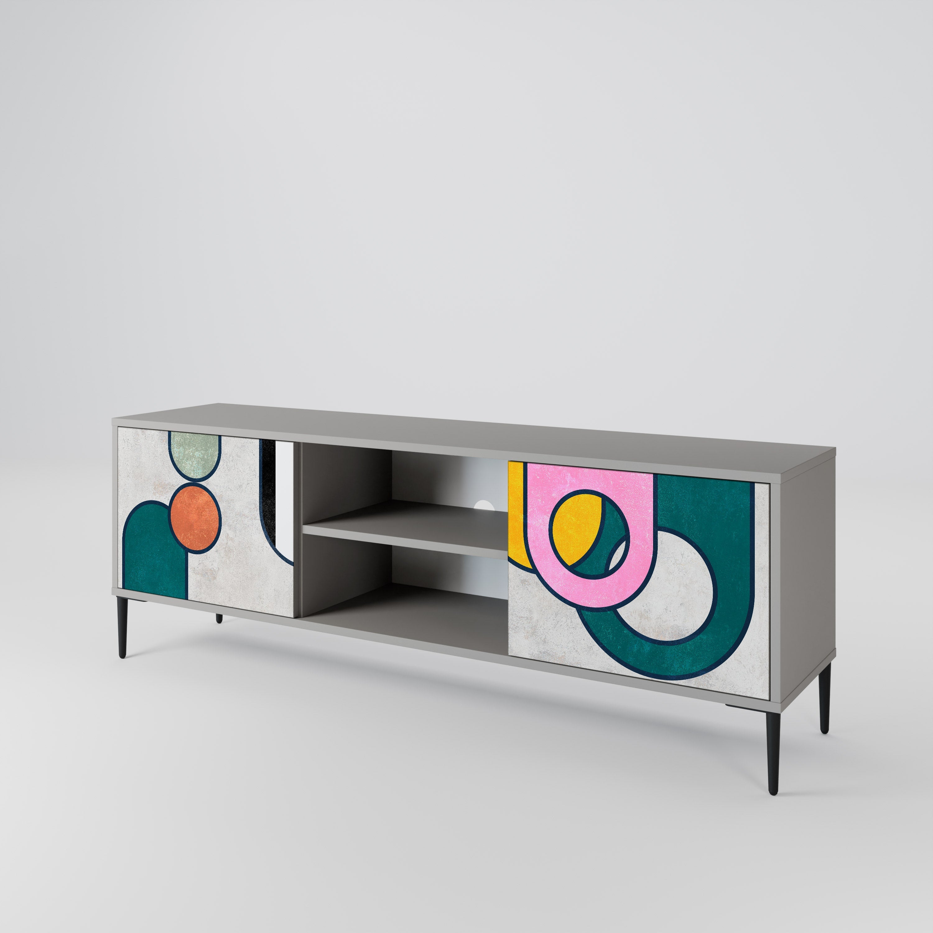 COOL STORY 2-Door TV Stand in Grey Finish