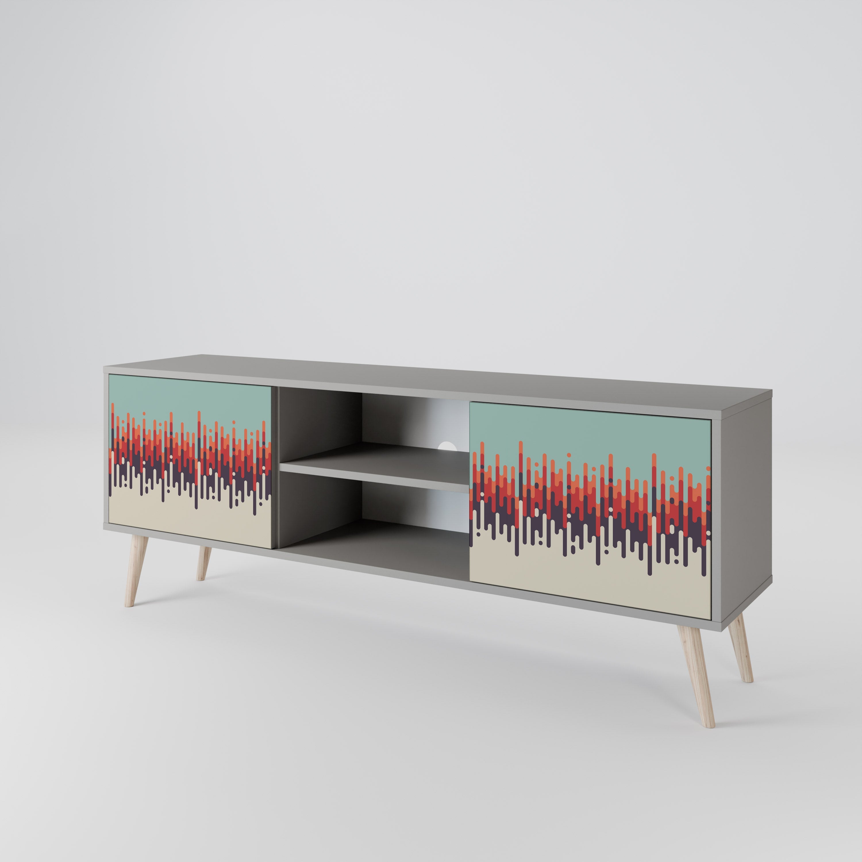 CHROMA CONTOURS 2-Door TV Stand in Grey Finish