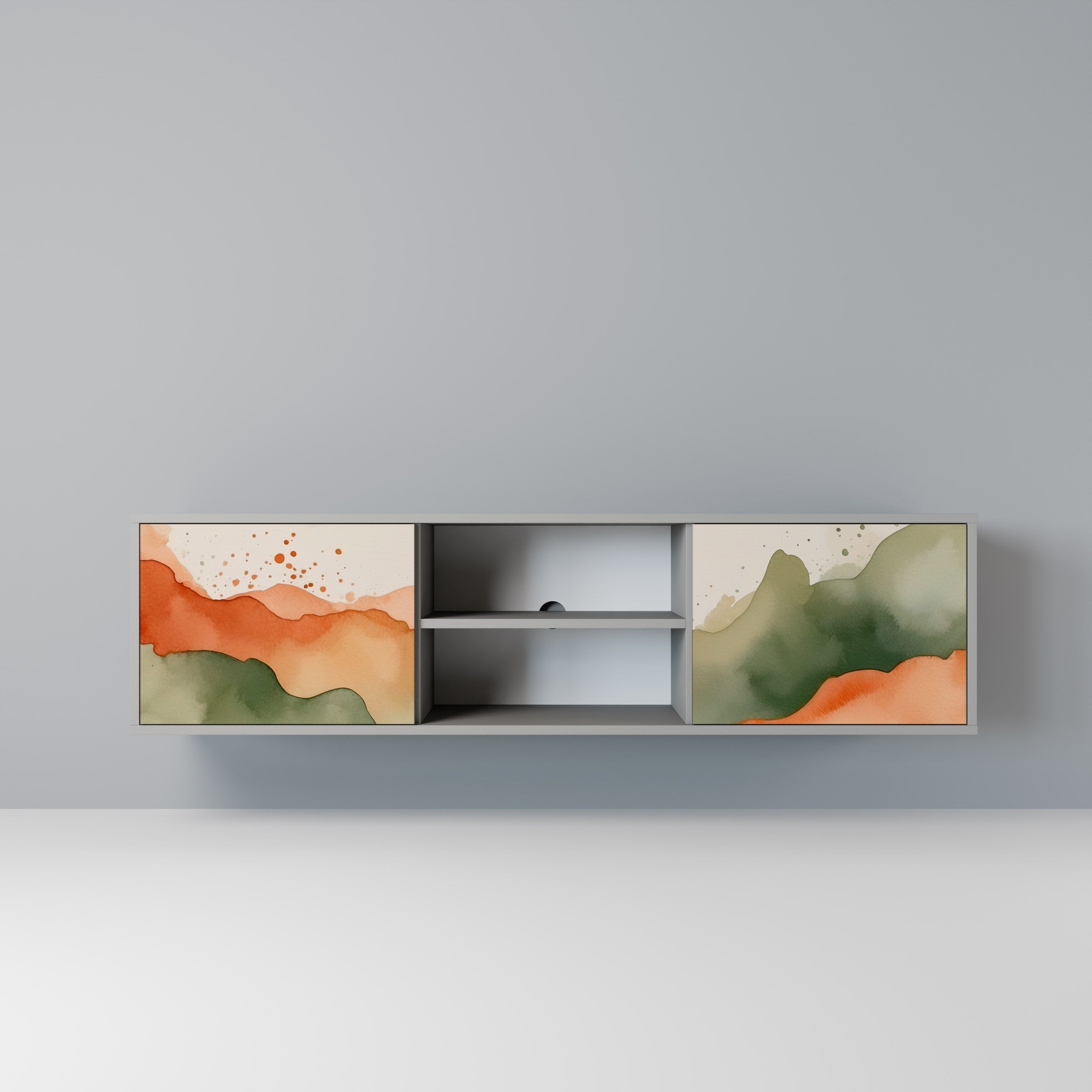 WATERCOLOUR PEAKS 2-Door TV Stand in Grey Finish