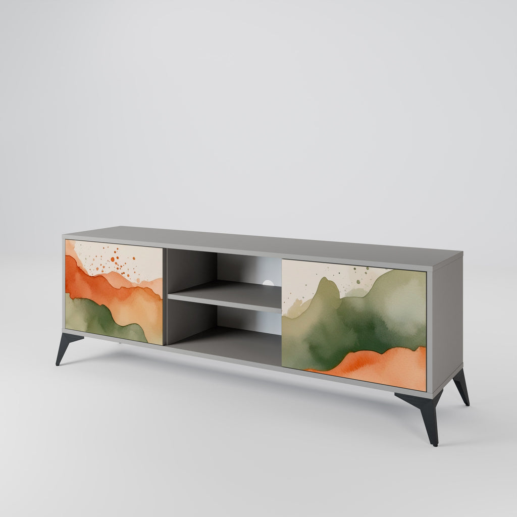 WATERCOLOUR PEAKS 2-Door TV Stand in Grey Finish
