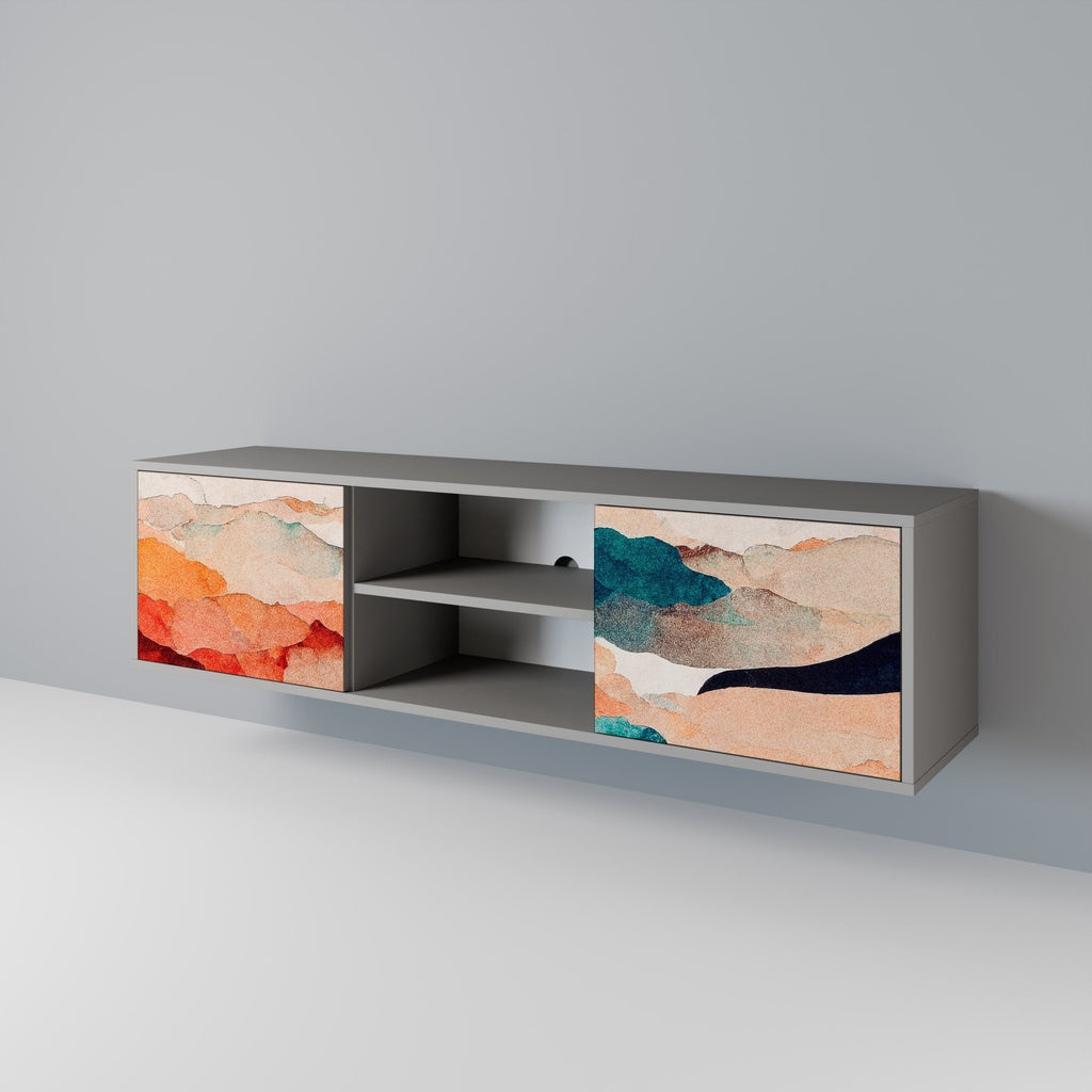 ABSTRACT LANDSCAPE TV-Ständer mit 2 Türen in grauer Ausführung