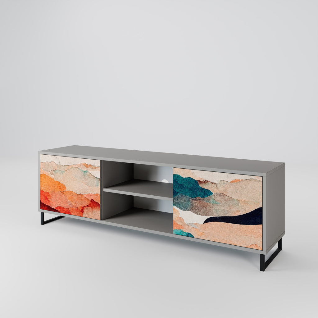 ABSTRACT LANDSCAPE TV-Ständer mit 2 Türen in grauer Ausführung