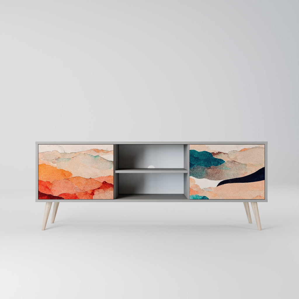 ABSTRACT LANDSCAPE TV-Ständer mit 2 Türen in grauer Ausführung