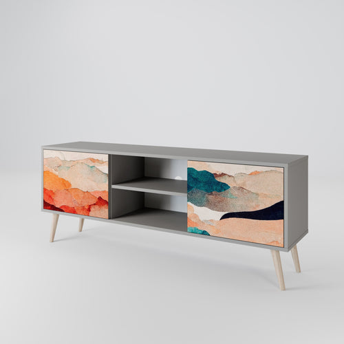 ABSTRACT LANDSCAPE TV-Lowboard mit 2 Türen in Grau
