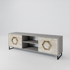 HEXAGONAL SHAPES 2-Door TV Stand in Grey Finish